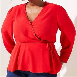 Anne Taylor Loft Plus Size 16, Red wrap blouse.  Gently used.
